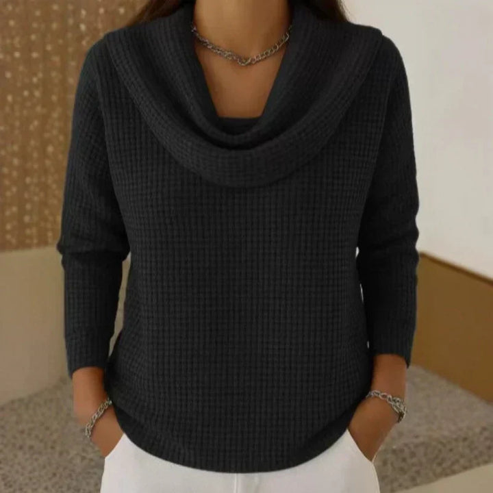 Lynn | Women's Cowl-Neck Waffle Knit Sweater