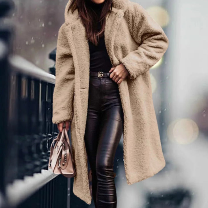Mabel | Women's Notch Lapel Open Front Teddy Duster Coat