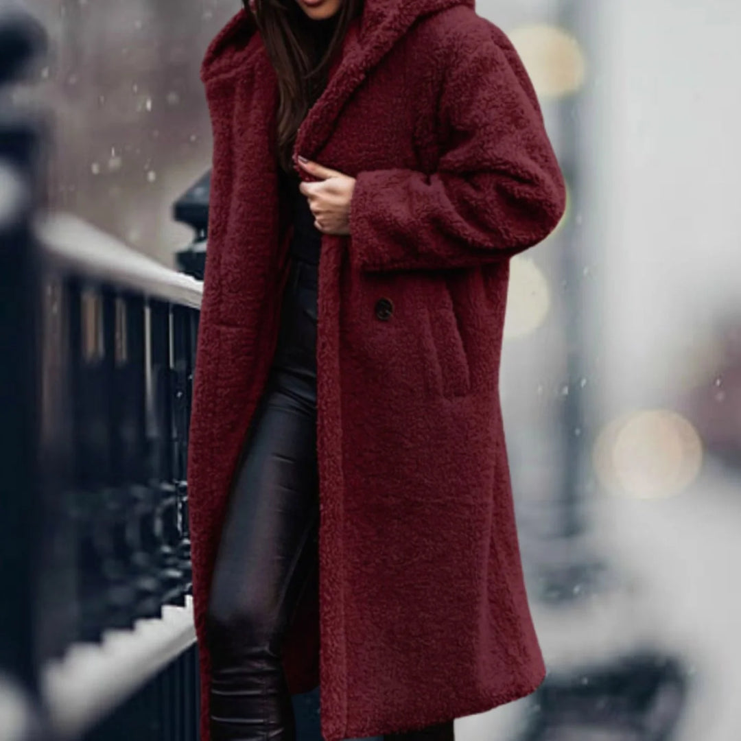 Mabel | Women's Notch Lapel Open Front Teddy Duster Coat