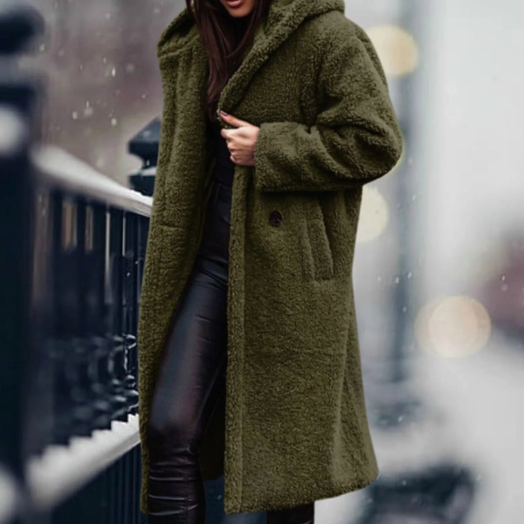 Mabel | Women's Notch Lapel Open Front Teddy Duster Coat