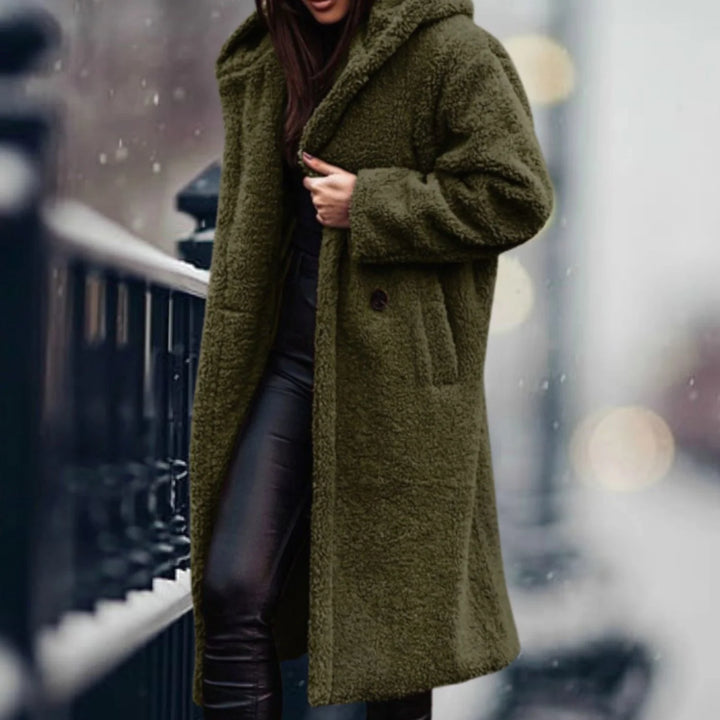 Mabel | Women's Notch Lapel Open Front Teddy Duster Coat