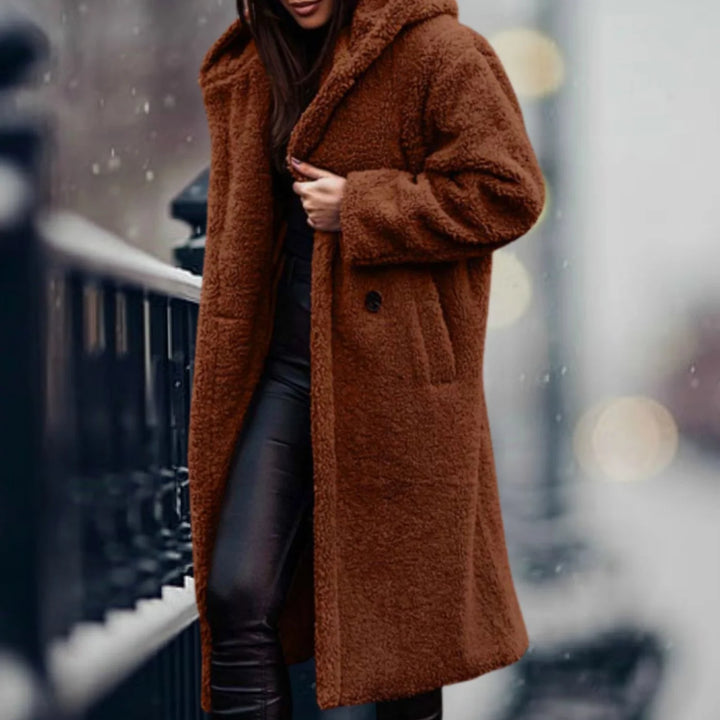 Mabel | Women's Notch Lapel Open Front Teddy Duster Coat