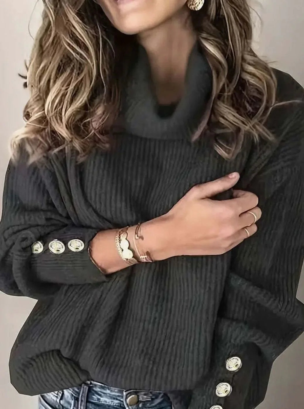 Mackenzie | Women's Cowl-Neck Ribbed Jumper