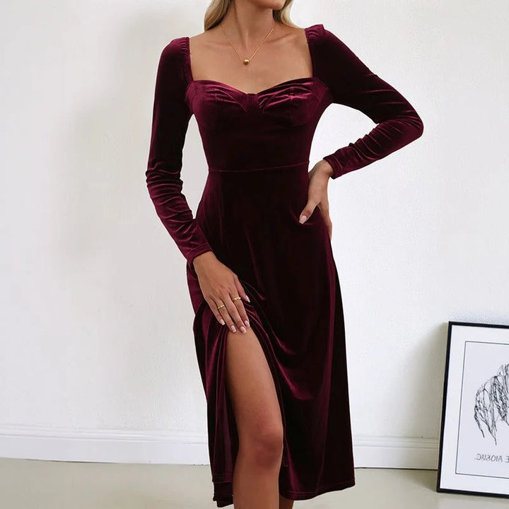 Maddie | Women's Elegant Long-Sleeve Midi Dress