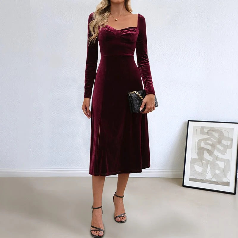 Maddie | Women's Elegant Long-Sleeve Midi Dress