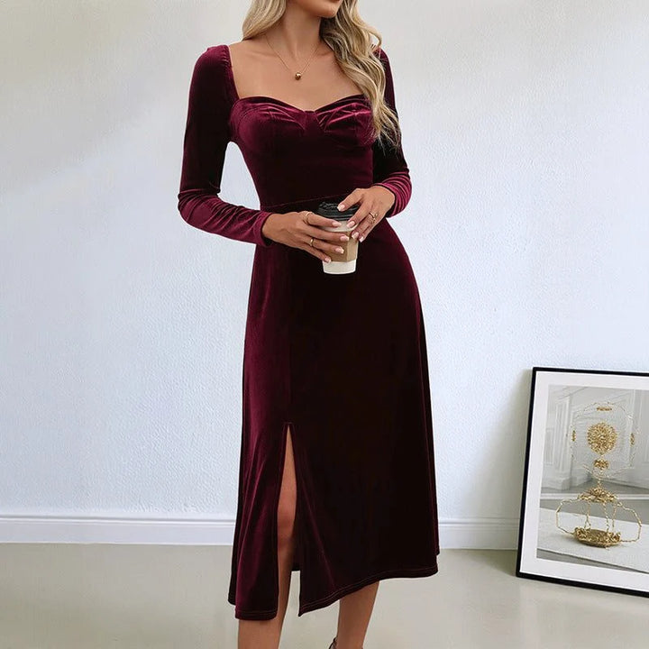Maddie | Women's Elegant Long-Sleeve Midi Dress
