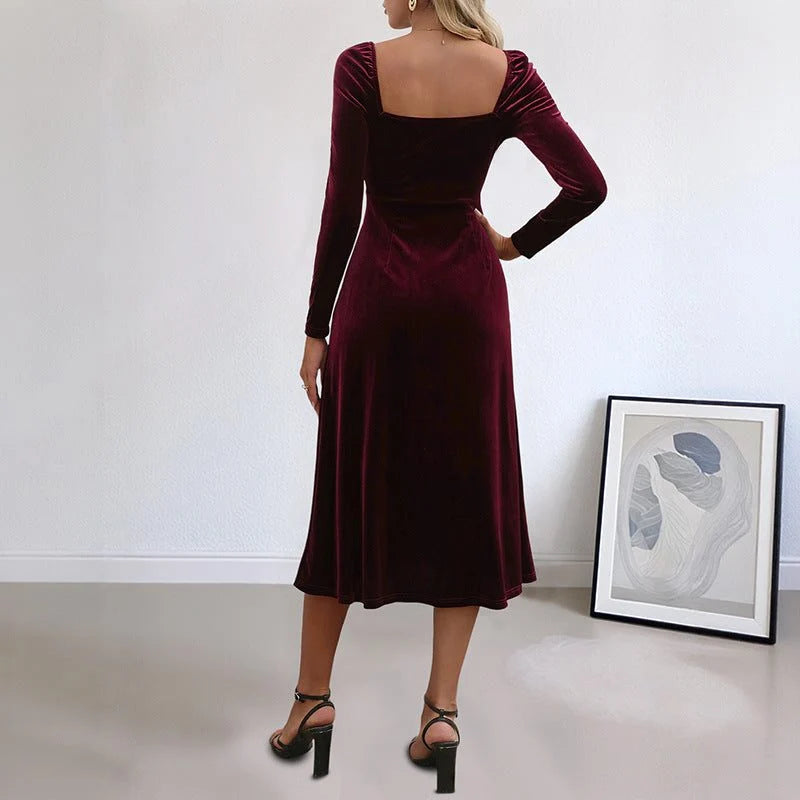 Maddie | Women's Elegant Long-Sleeve Midi Dress