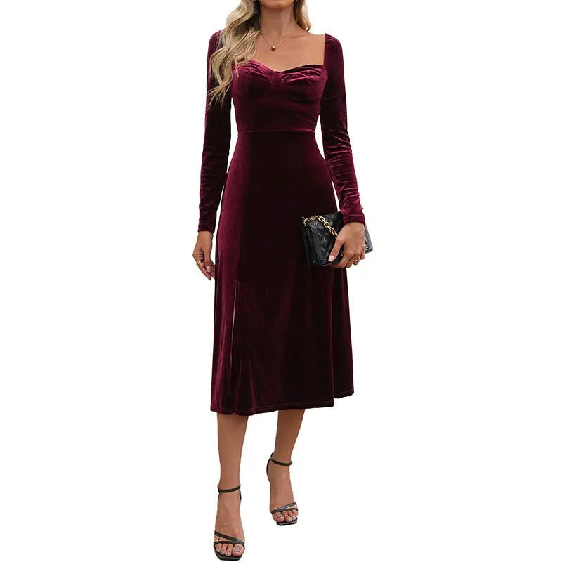 Maddie | Women's Elegant Long-Sleeve Midi Dress