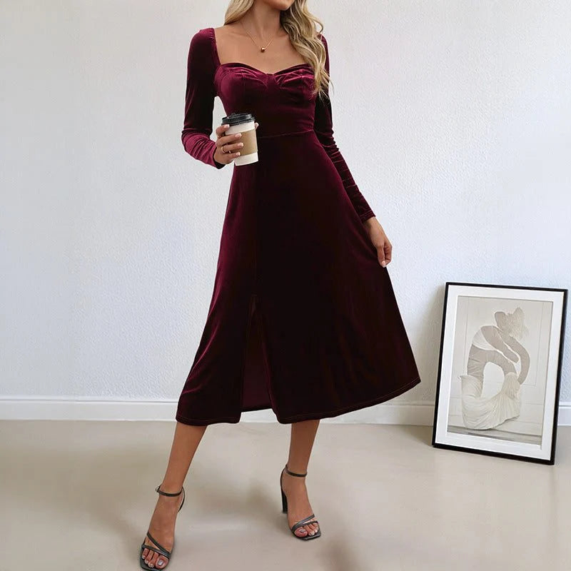 Maddie | Women's Elegant Long-Sleeve Midi Dress