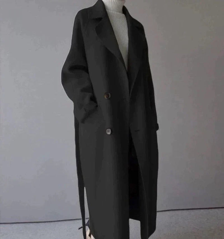 Maeve | Women's Long Belted Coat Notched Lapel Tailored