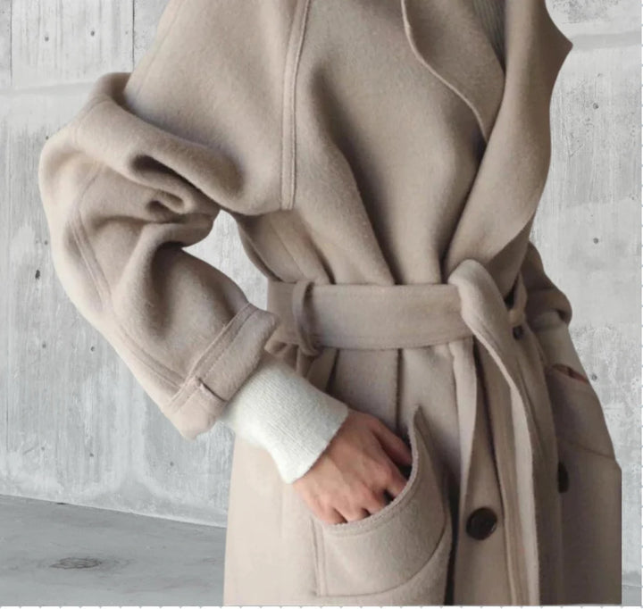 Maeve | Women's Long Belted Coat Notched Lapel Tailored
