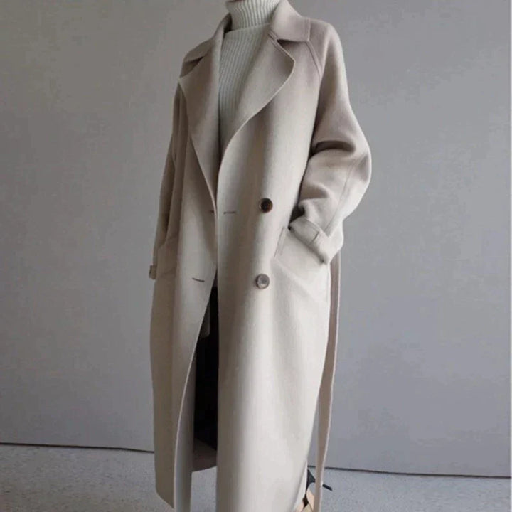 Maeve | Women's Long Belted Coat Notched Lapel Tailored