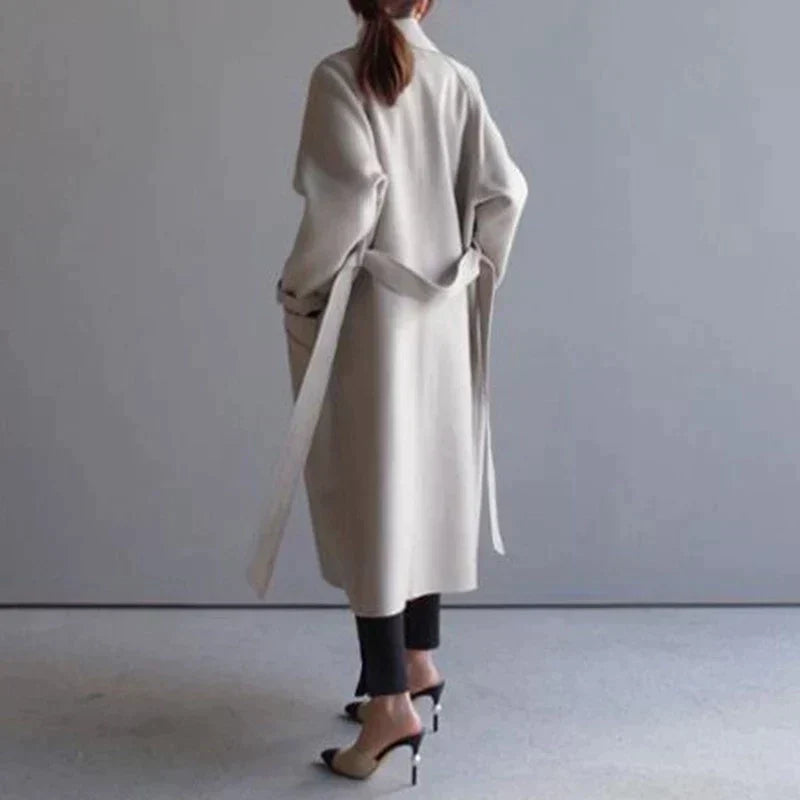 Maeve | Women's Long Belted Coat Notched Lapel Tailored