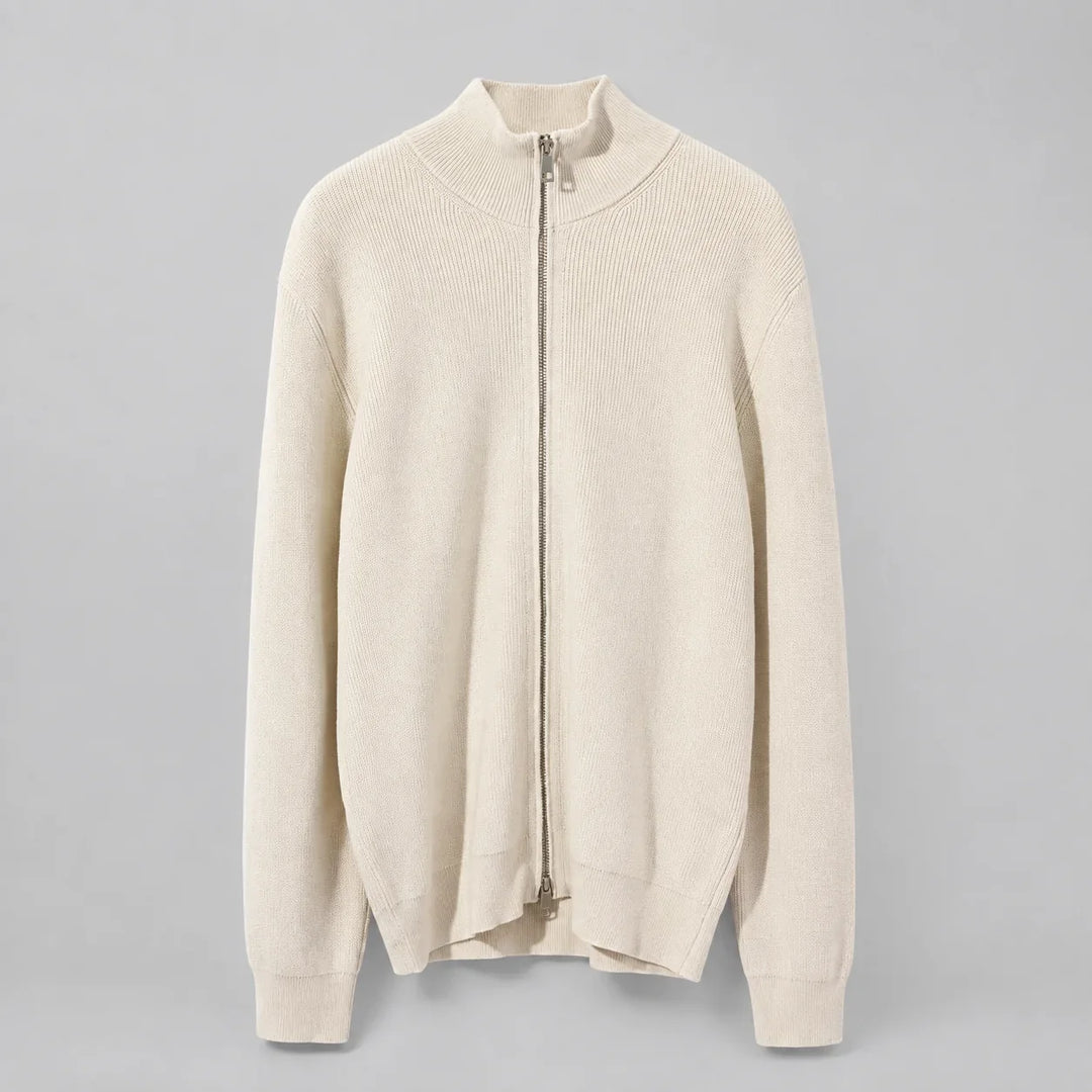 Malcolm | Men's Ribbed Stand Collar Zip Up Knit Cardigan