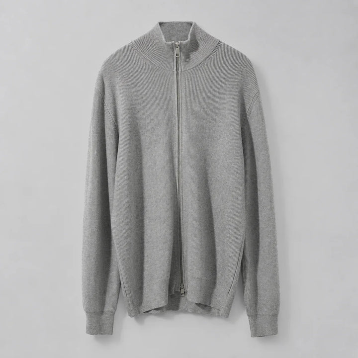 Malcolm | Men's Ribbed Stand Collar Zip Up Knit Cardigan