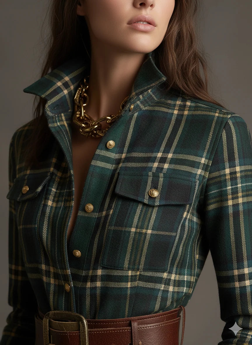 Margaret | Women's Belted Tartan Maxi Dress
