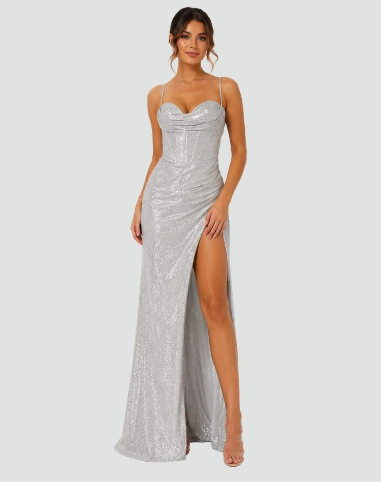 Marla | Women's Shimmer Cowl-Neck Maxi Dress