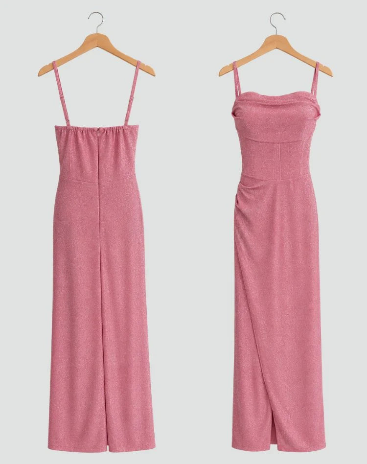 Marla | Women's Shimmer Cowl-Neck Maxi Dress