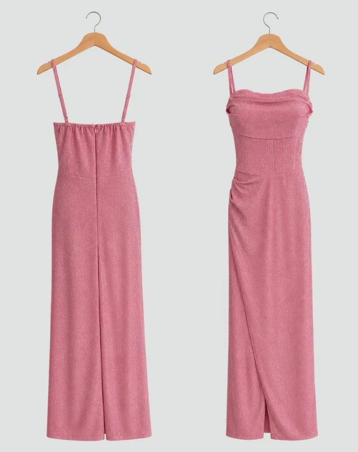 Marla | Women's Shimmer Cowl-Neck Maxi Dress