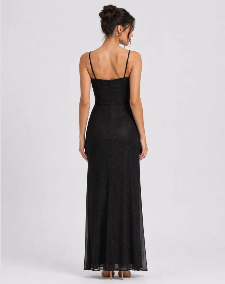 Marla | Women's Shimmer Cowl-Neck Maxi Dress