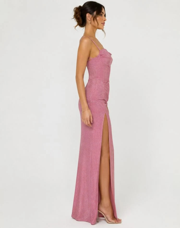 Marla | Women's Shimmer Cowl-Neck Maxi Dress