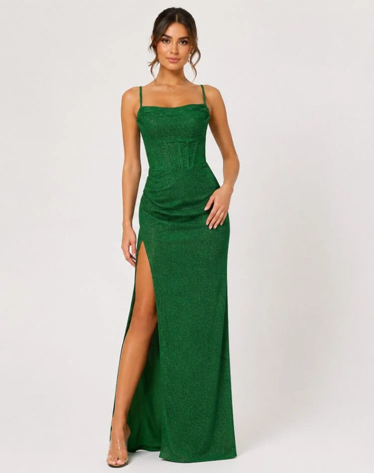 Marla | Women's Shimmer Cowl-Neck Maxi Dress
