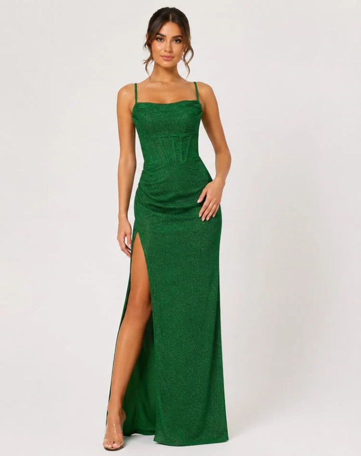 Marla | Women's Shimmer Cowl-Neck Maxi Dress