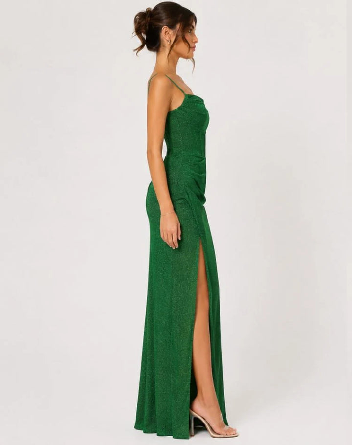 Marla | Women's Shimmer Cowl-Neck Maxi Dress