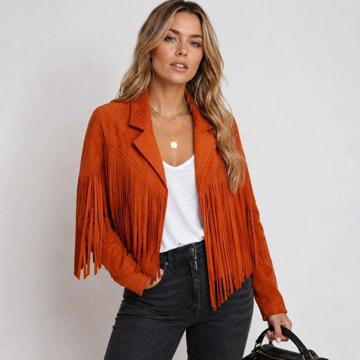 Marnie | Women's Cropped Fringe Faux Suede Jacket
