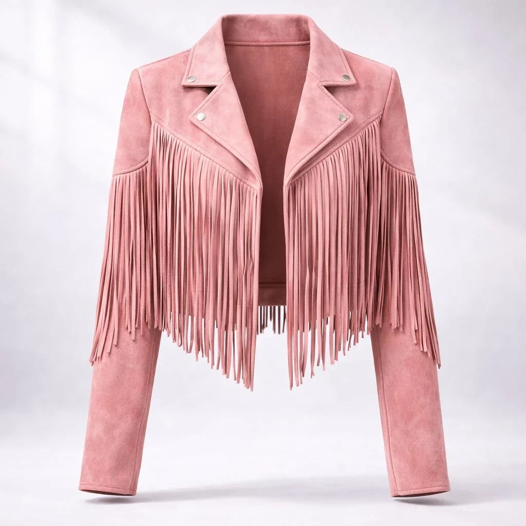 Marnie | Women's Cropped Fringe Faux Suede Jacket