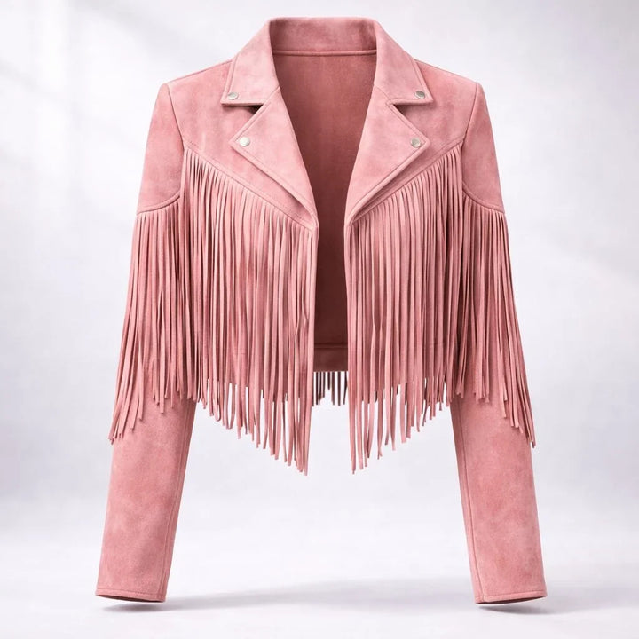Marnie | Women's Cropped Fringe Faux Suede Jacket