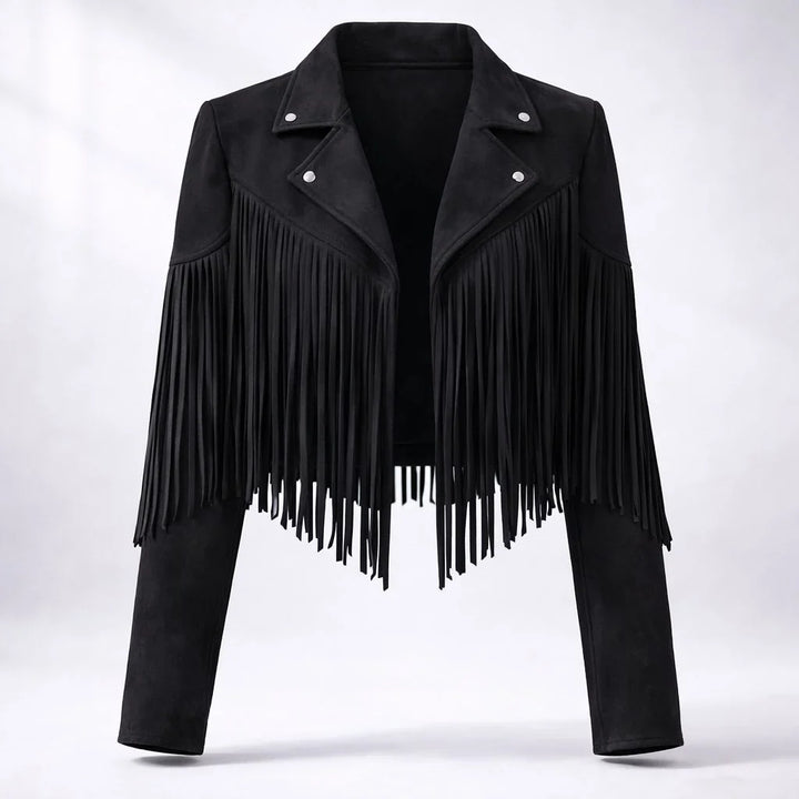 Marnie | Women's Cropped Fringe Faux Suede Jacket