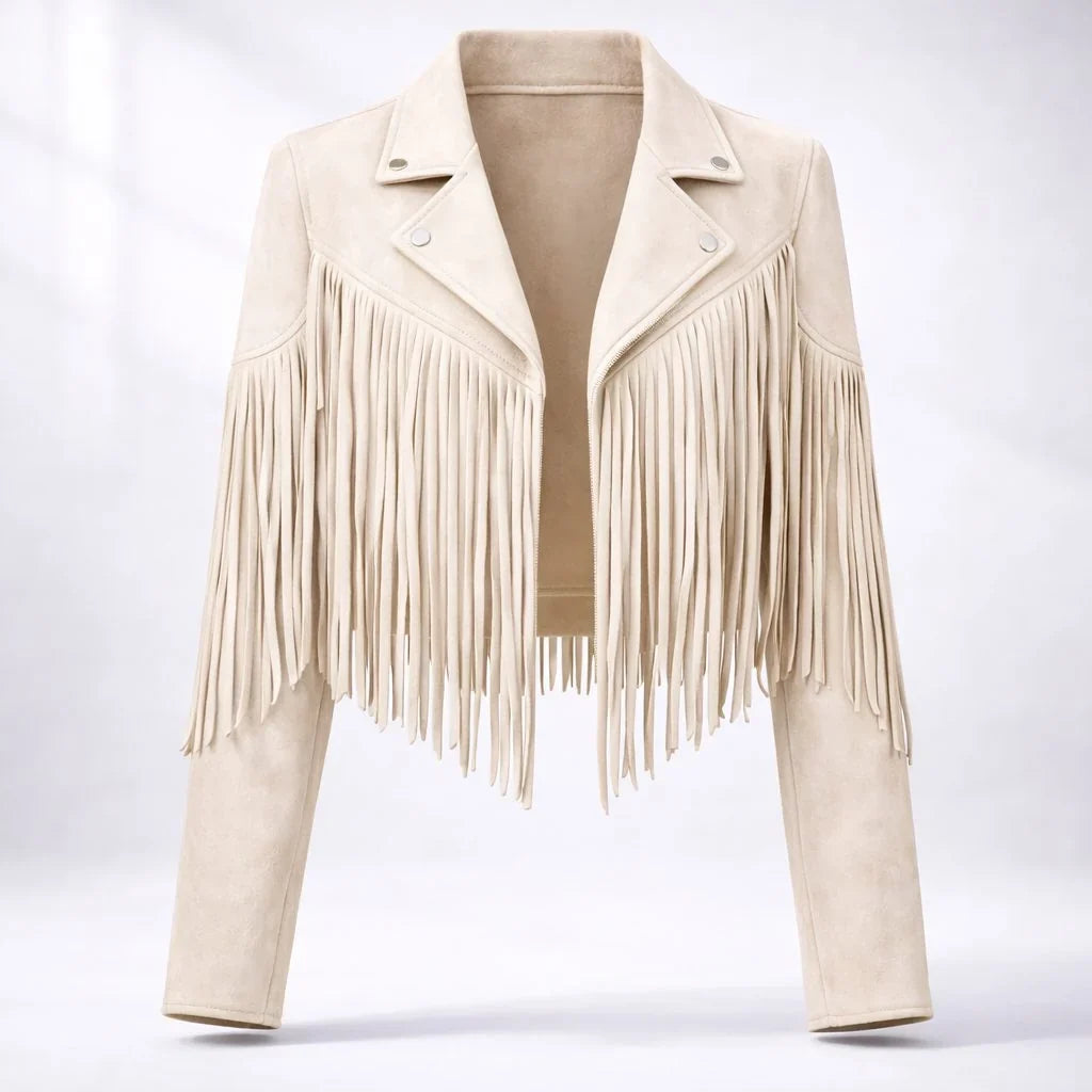 Marnie | Women's Cropped Fringe Faux Suede Jacket