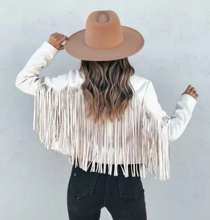 Marnie | Women's Cropped Fringe Faux Suede Jacket