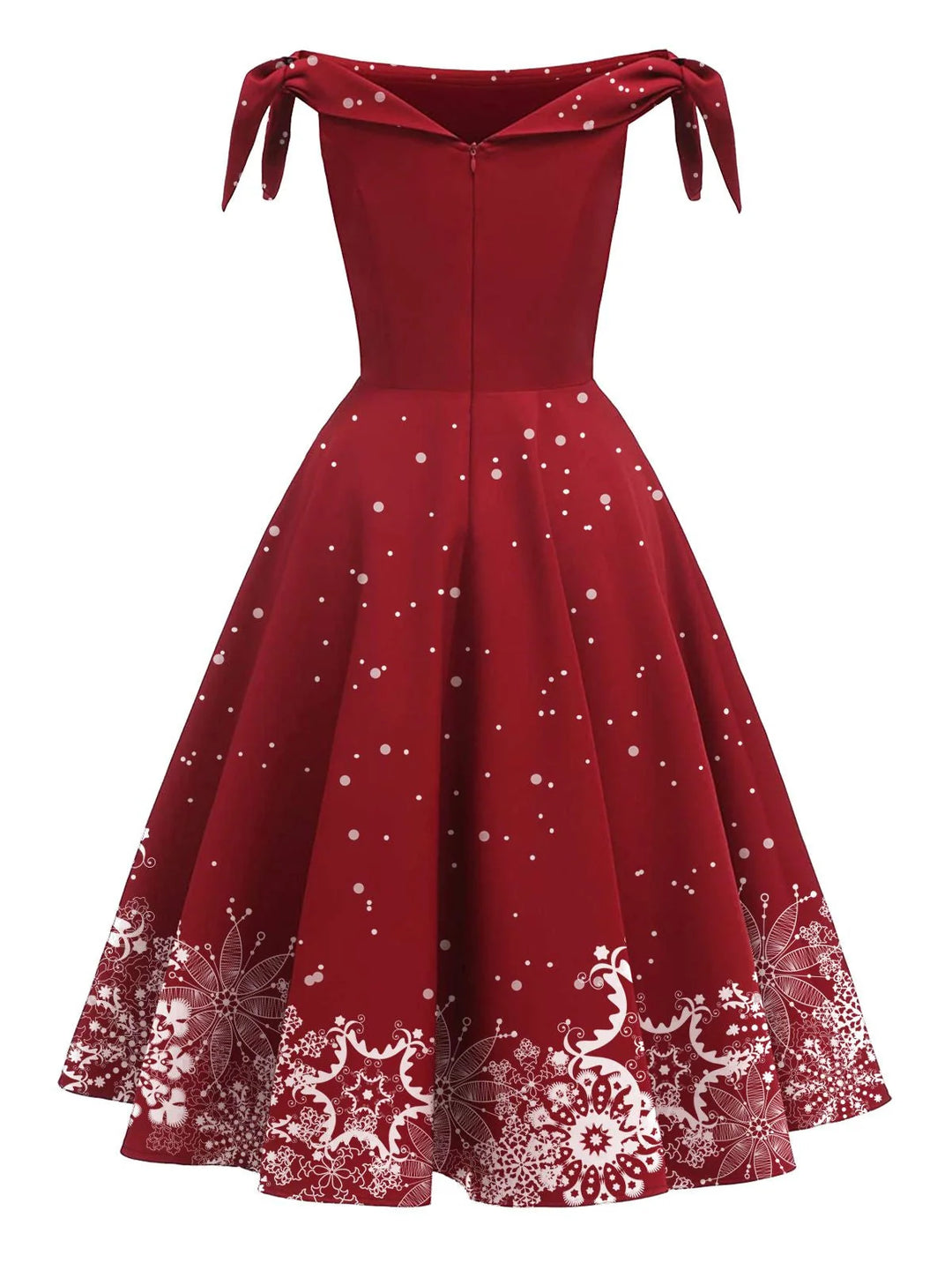 Mavis | Women's Off Shoulder Snowflake Red Christmas Dress