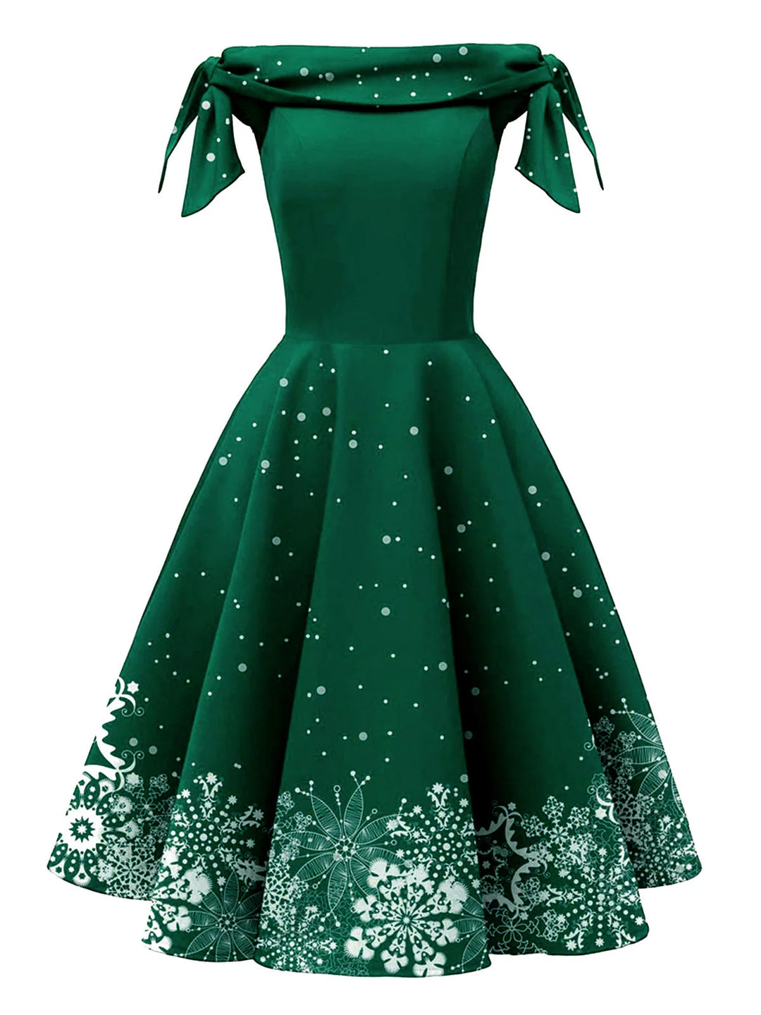 Mavis | Women's Off Shoulder Snowflake Red Christmas Dress