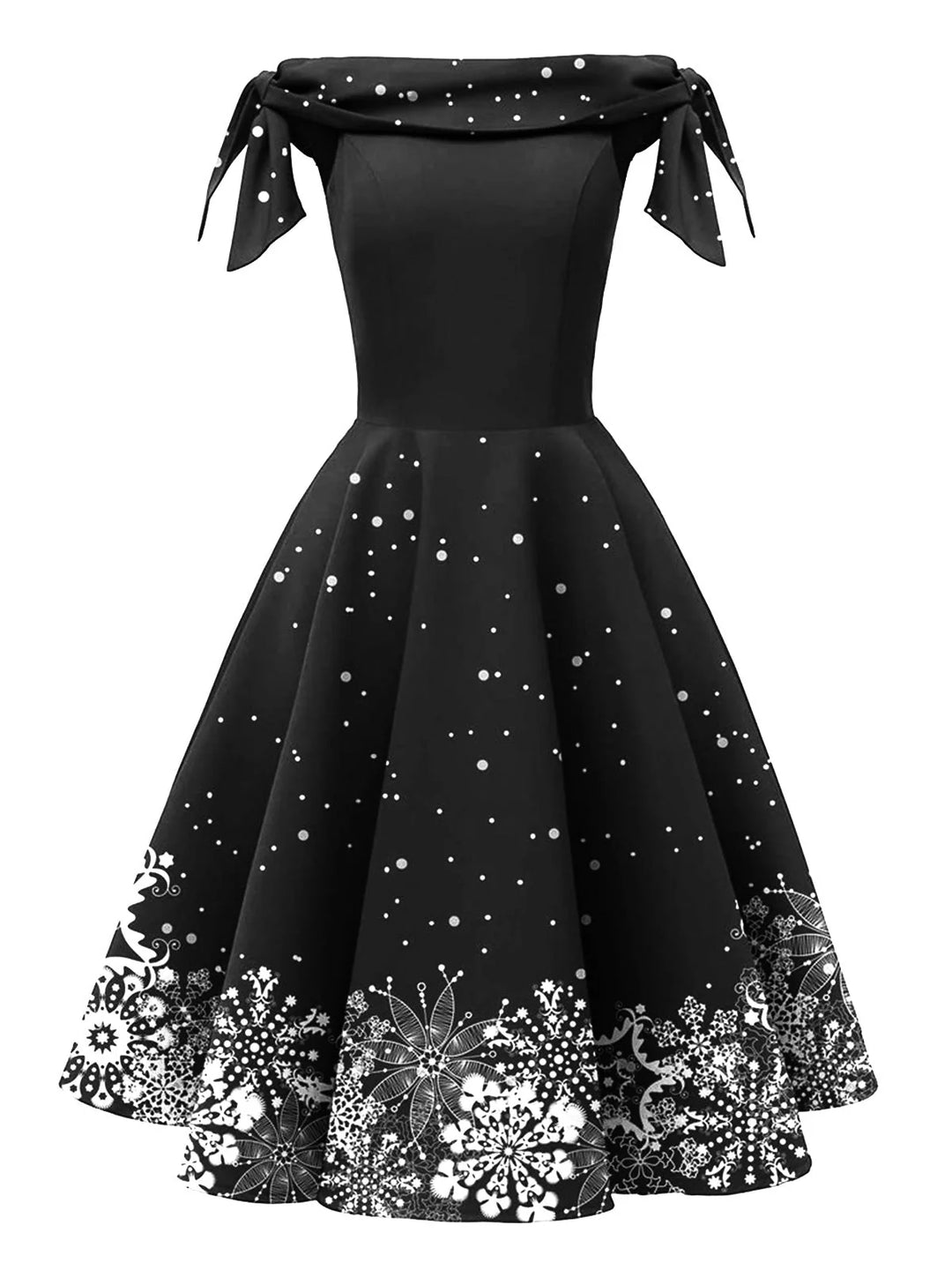 Mavis | Women's Off Shoulder Snowflake Red Christmas Dress
