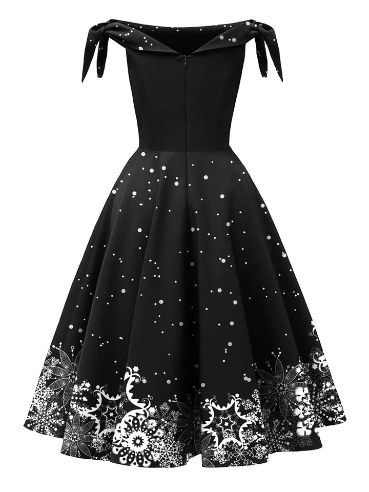 Mavis | Women's Off Shoulder Snowflake Red Christmas Dress
