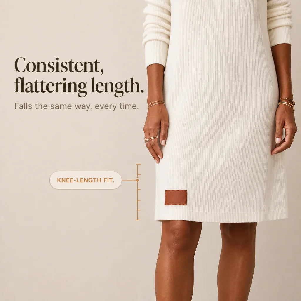 Meghan | Women's Cowl Neck Ribbed Sweater Dress