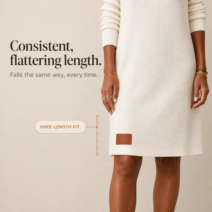 Meghan | Women's Cowl Neck Ribbed Sweater Dress