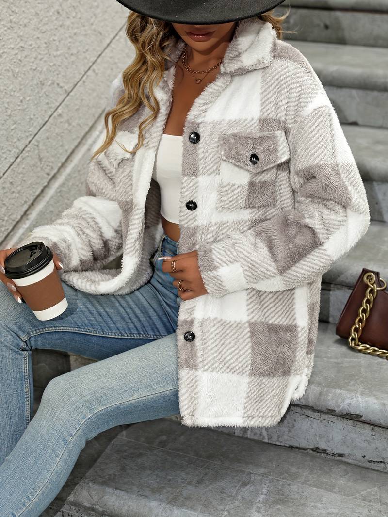 Melanie | Women's Oversized Plaid Shacket Jacket