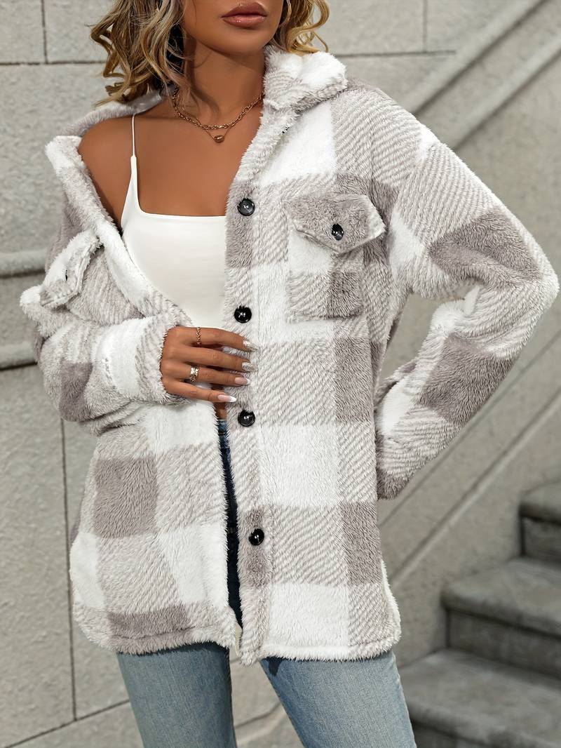 Melanie | Women's Oversized Plaid Shacket Jacket