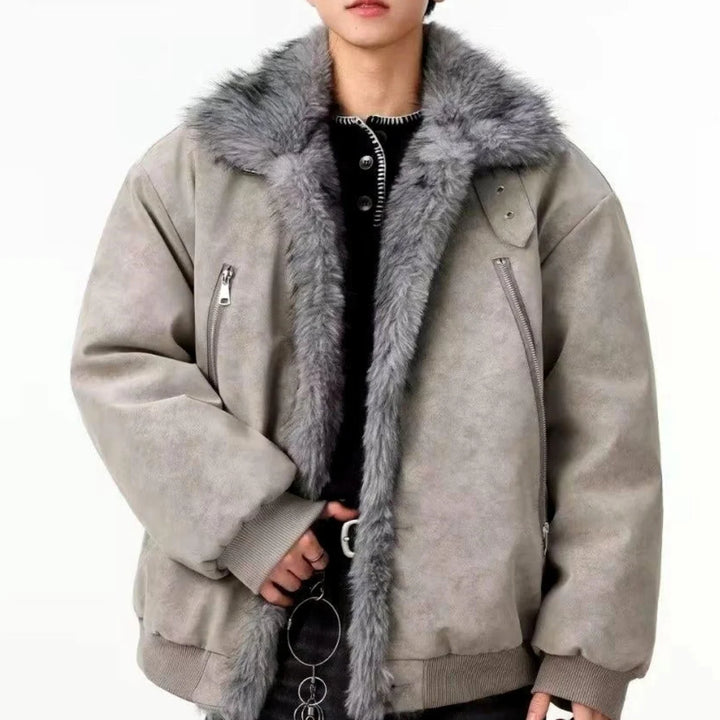 Miles | Men's Oversized Faux Fur Collar Aviator Jacket