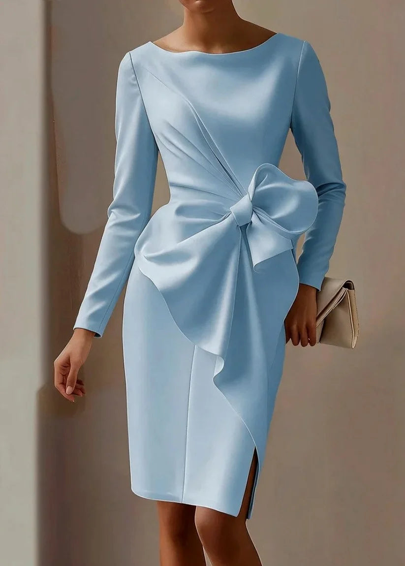 Miriam | Women's Boat Neck Bow Front Sheath Dress