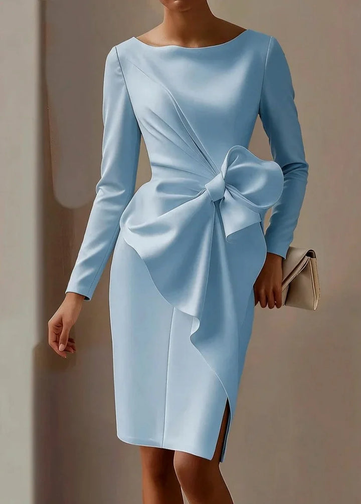 Miriam | Women's Boat Neck Bow Front Sheath Dress