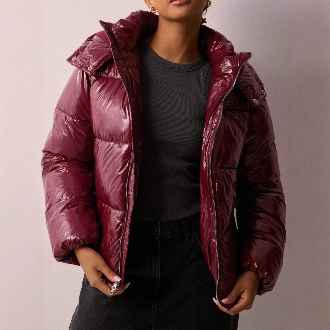 Molly | Women's Hooded Boxy Shiny Puffer Jacket