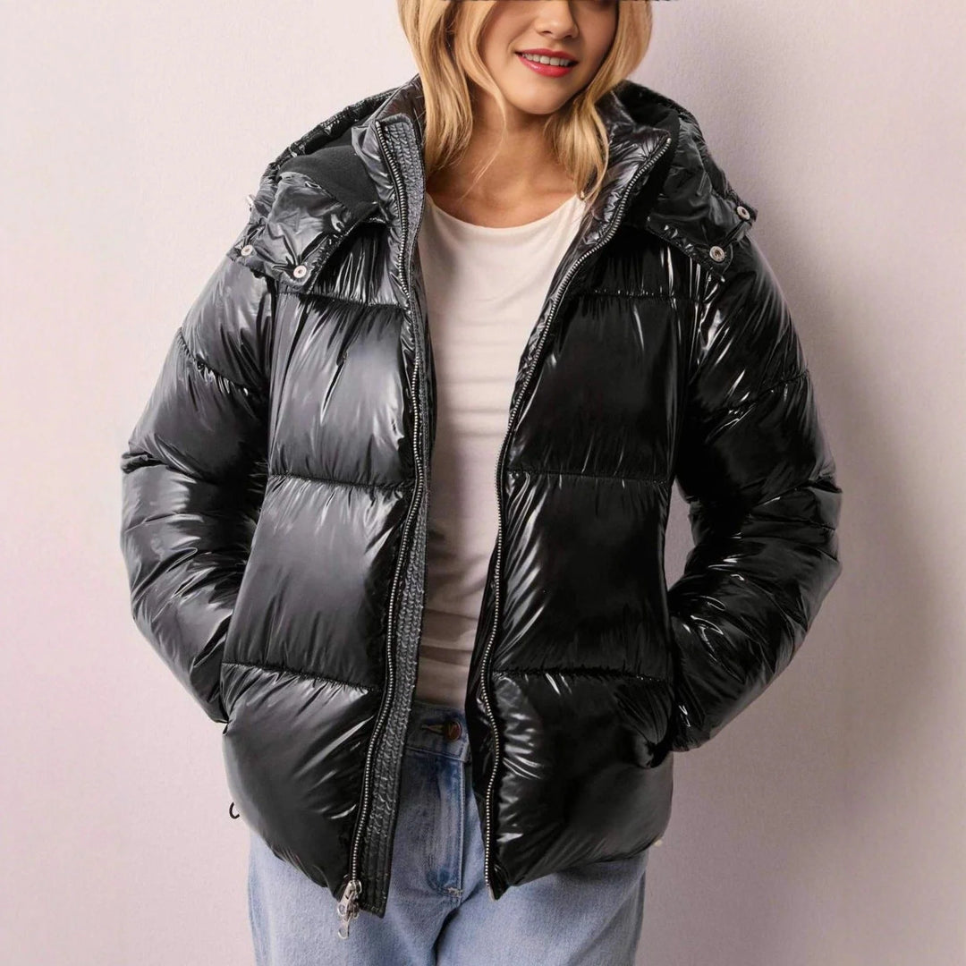 Molly | Women's Hooded Boxy Shiny Puffer Jacket