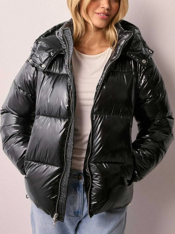 Molly | Women's Hooded Boxy Shiny Puffer Jacket