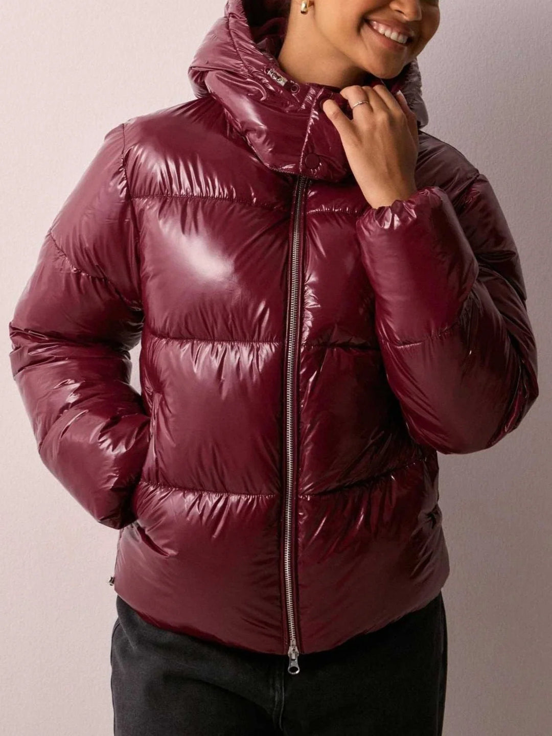Molly | Women's Hooded Boxy Shiny Puffer Jacket