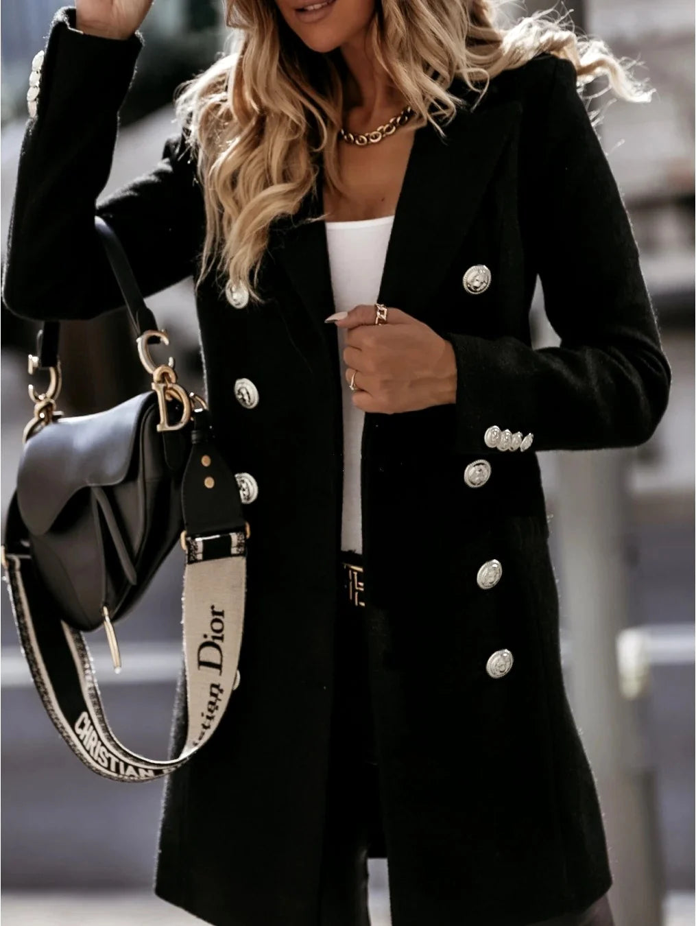 Natalie | Women's Longline Double Breasted Military Jacket
